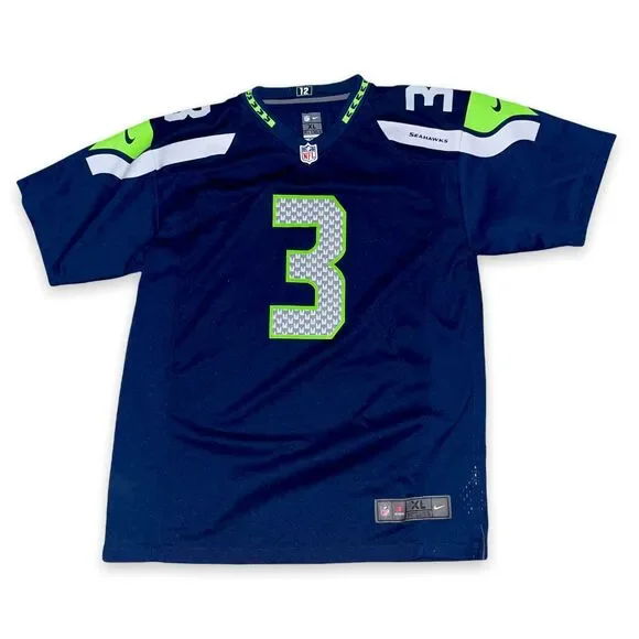 Nike Vintage Rare Seattle Seahawks Wilson Football Jersey Blue Green YXL Men S - Picture 5 of 10